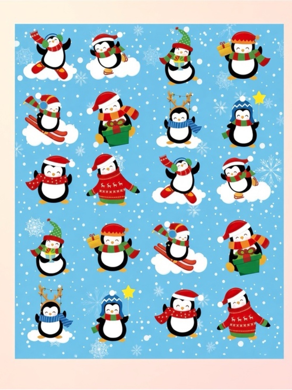 40 Holiday Penguin Stickers!